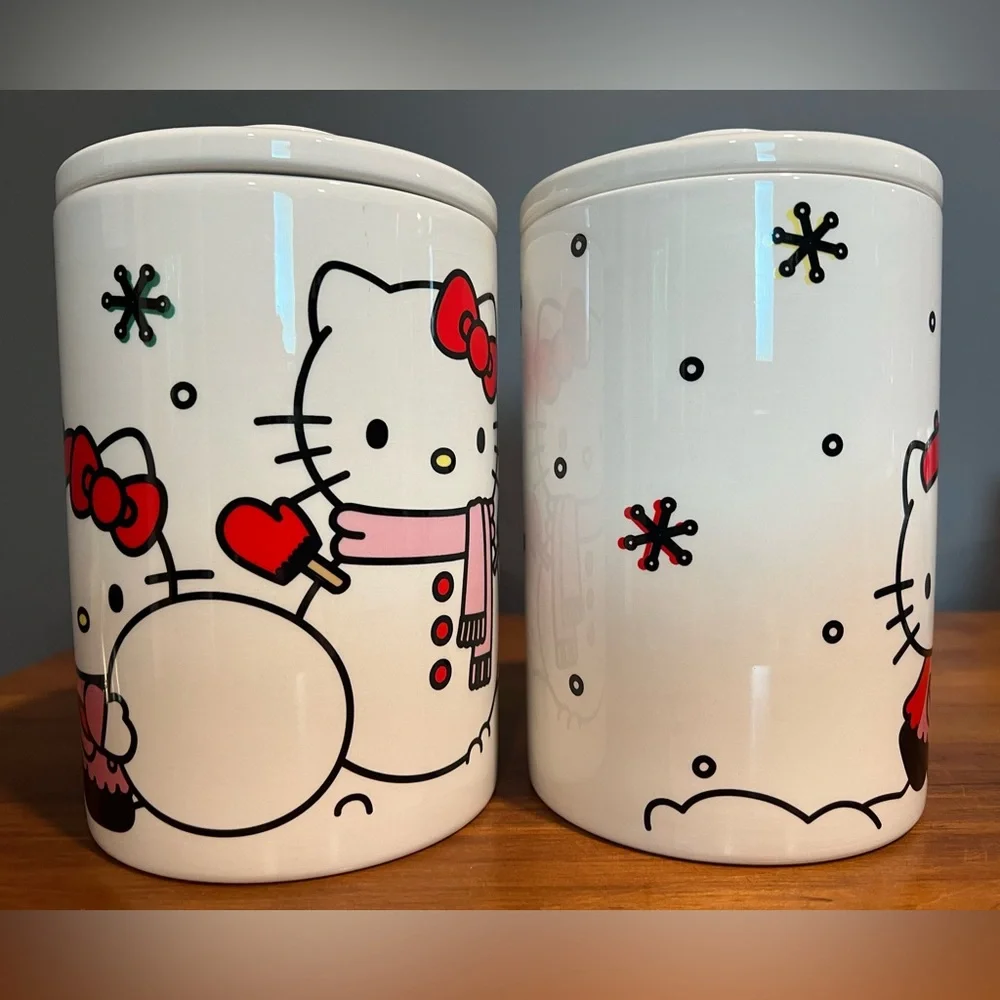 Set of Two Hello Kitty Christmas Kitchen Canisters